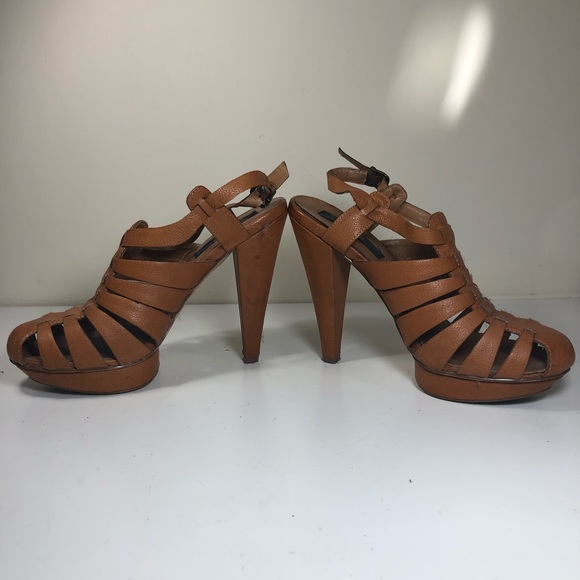 ASOS Cognac Platform Caged Sandals - Picture 2 of 8